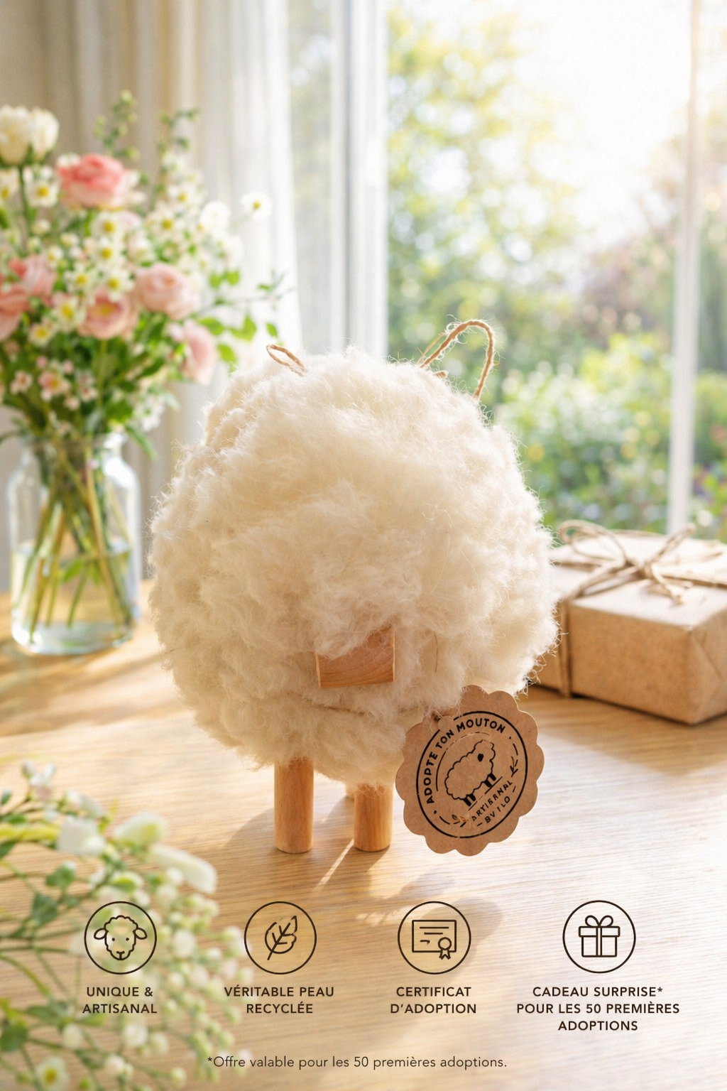 Adopte ton mouton - Mouton décoratif en peau recyclée * Collection ORIGINE